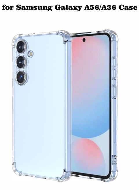 جراب Samsung Galaxy A56/A36 5G، غطاء واقٍ مطاطي شفاف مرن ممتص للصدمات