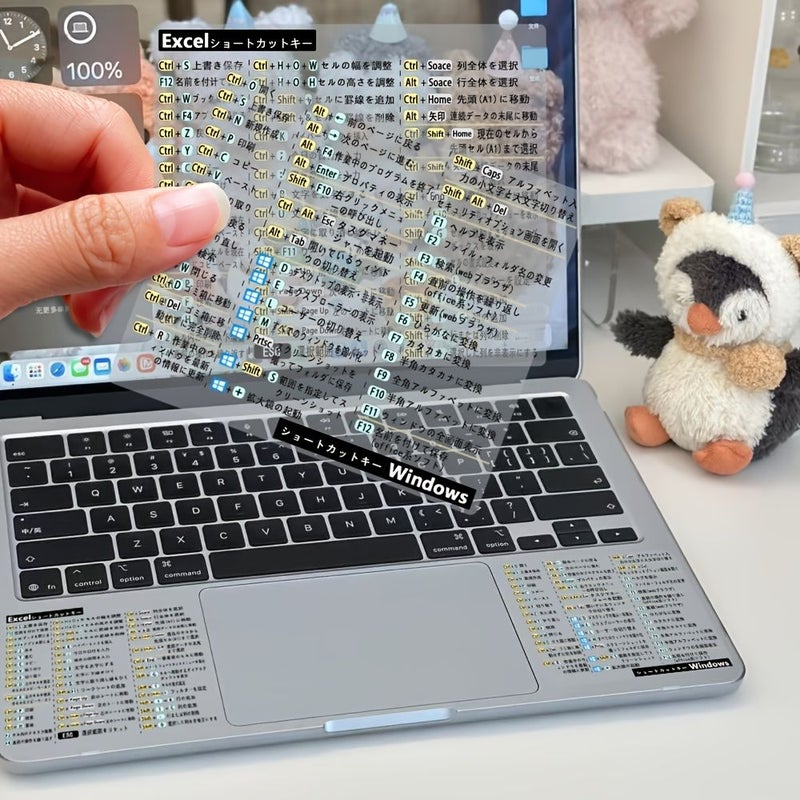 مجموعة مكونة من 2 ملصق قابل لإعادة الاستخدام ذاتي اللصق لاختصارات لوحة المفاتيح (Hotkeys 005) مناسبة لأنظمة Windows وWord وExcel، مصنوعة من مادة PVC اليابانية غير اللامعة، تتميز بدليل مرجعي سريع بتصميم واضح باللون الأبيض والشفاف، مع التصاق متين. - Image 2