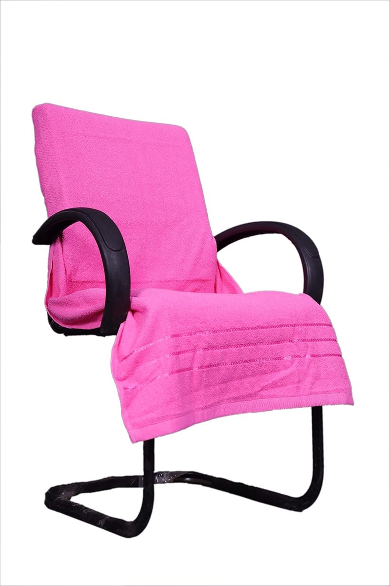 ROMAN HOME ROMAN HOME Cotton Chair Towel Soft for 500 GSM Super Soft Office Chair Towel with Tie Knot 2 tie pink color - Image 2
