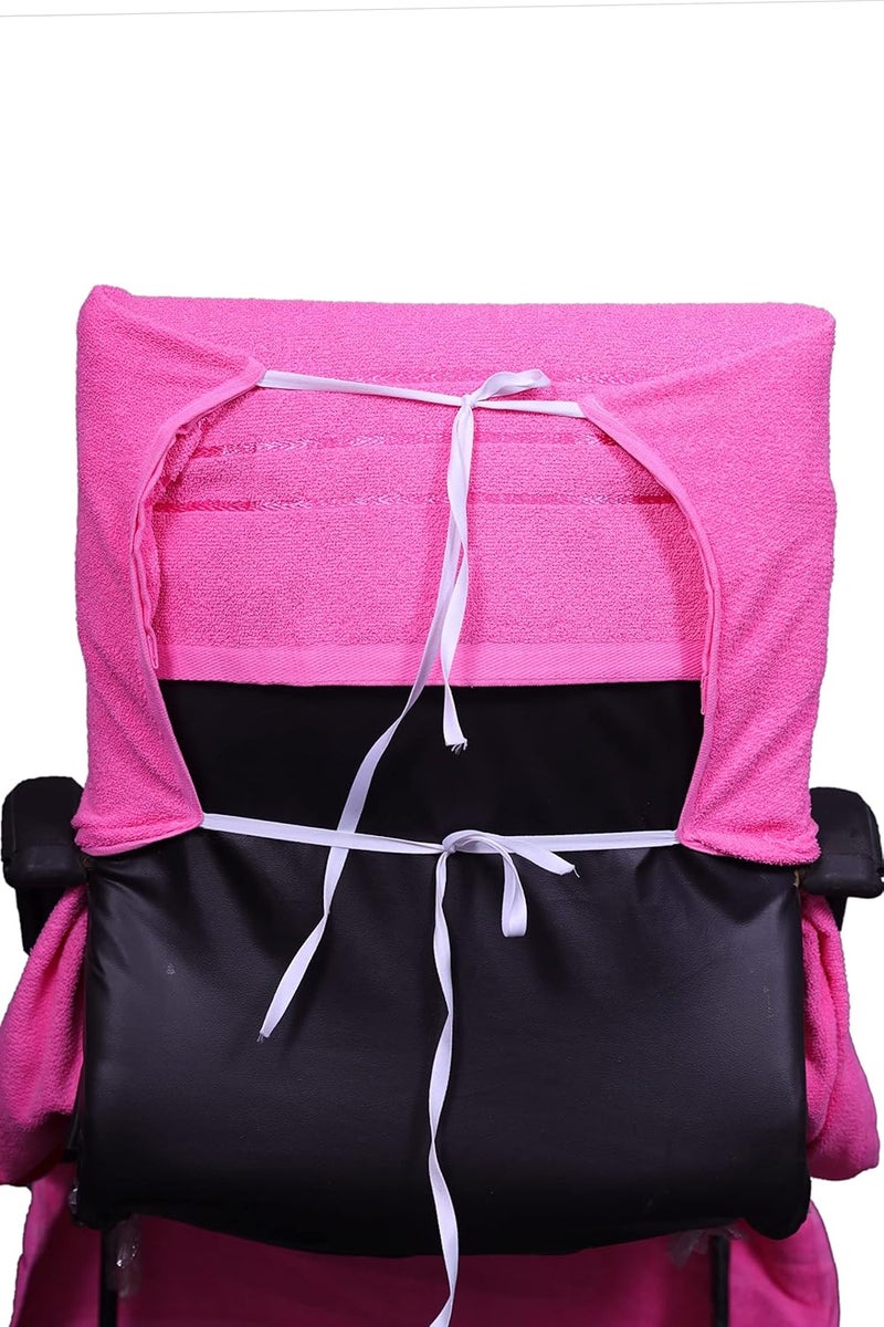 ROMAN HOME ROMAN HOME Cotton Chair Towel Soft for 500 GSM Super Soft Office Chair Towel with Tie Knot 2 tie pink color - Image 1