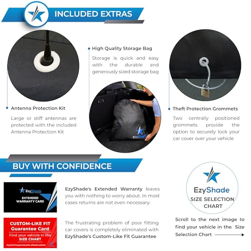 EzyShade 10-Layer Car Cover Waterproof All Weather - See Vehicle Size-Chart - Car Covers for Automobiles & Car Snow Cover - Full Exterior Covers - Rain Sun Wind Snow. Black, Size A4 (See Size Chart) - Image 3