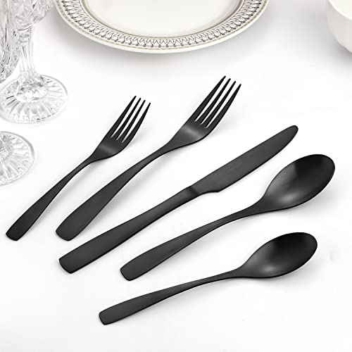 Bysta Matte Black Silverware Set, Bysta 20-Piece Stainless Steel Flatware Cutlery Set for 4, Satin Finish, Dishwasher Safe, Nice Box Package - Image 4