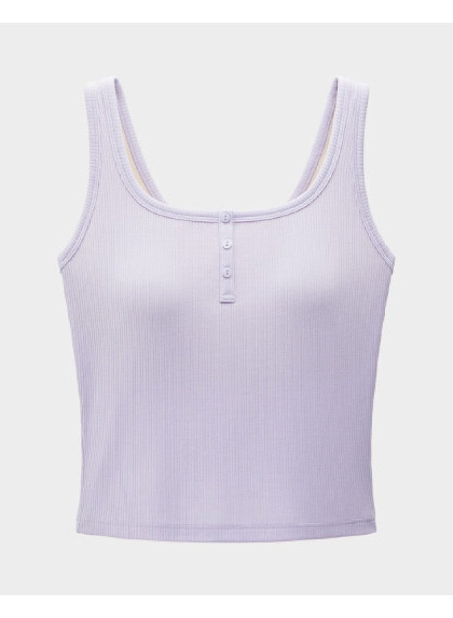 Bananain Liangpi 501 Cool Pro Women'S Henley Neck Modal Skin-Friendly Tank Top With Built-In Air Cups - Image 1