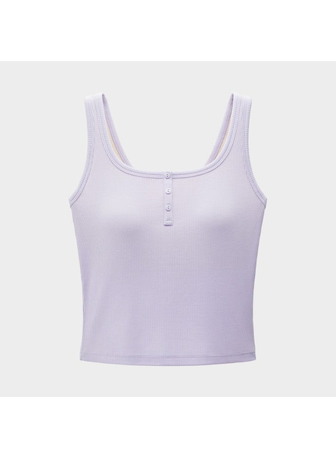Bananain Liangpi 501 Cool Pro Women'S Henley Neck Modal Skin-Friendly Tank Top With Built-In Air Cups - Image 2