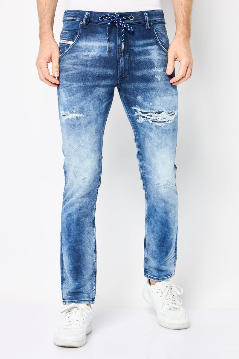 DIESEL جينز دنيم مغسول عادي للرجال من كروولي X NE، أزرق - Image 1