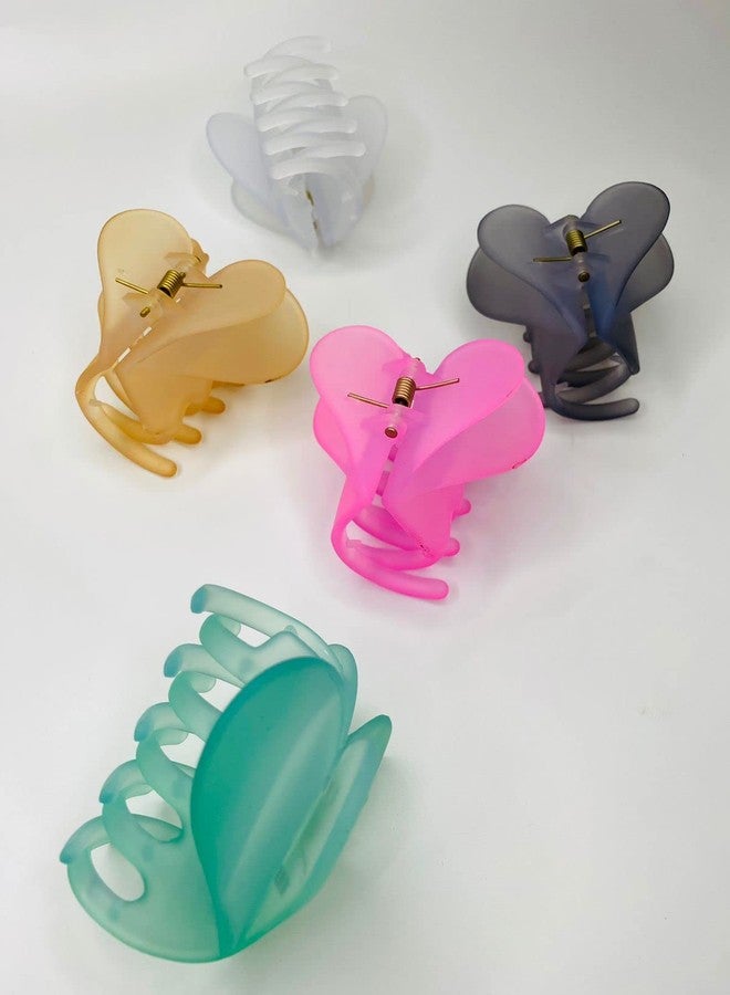 HOME13™ Matte Hair Claw Clips Non-slip Hair Jaw Clips Strong Hold And Minimal Fashion Style Claw Clips for Women Girls Thick Thin Hairs (8 Pcs, Tranparent Heart Claw) - Image 5