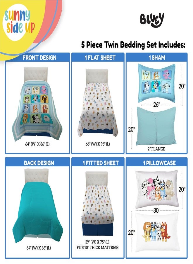 Sunny Side Up Bluey & Friends Twin Comforter Set - 5 Piece Kids Bedding Includes Comforter, Sheets & Pillow Cover - Super Soft Microfiber Bed Set - Image 3
