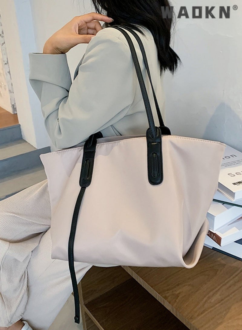 WAOKN Women's Vintage Large Capacity Tote Bag,Ladies Oxford Cloth Shoulder Bag Handbag Clutch Bag,Girls Daily Commute Shopping Bag Side Bag Carry Bag,Fashion Texture Tote Bag,Casual Versatile Work Commuting - Image 2