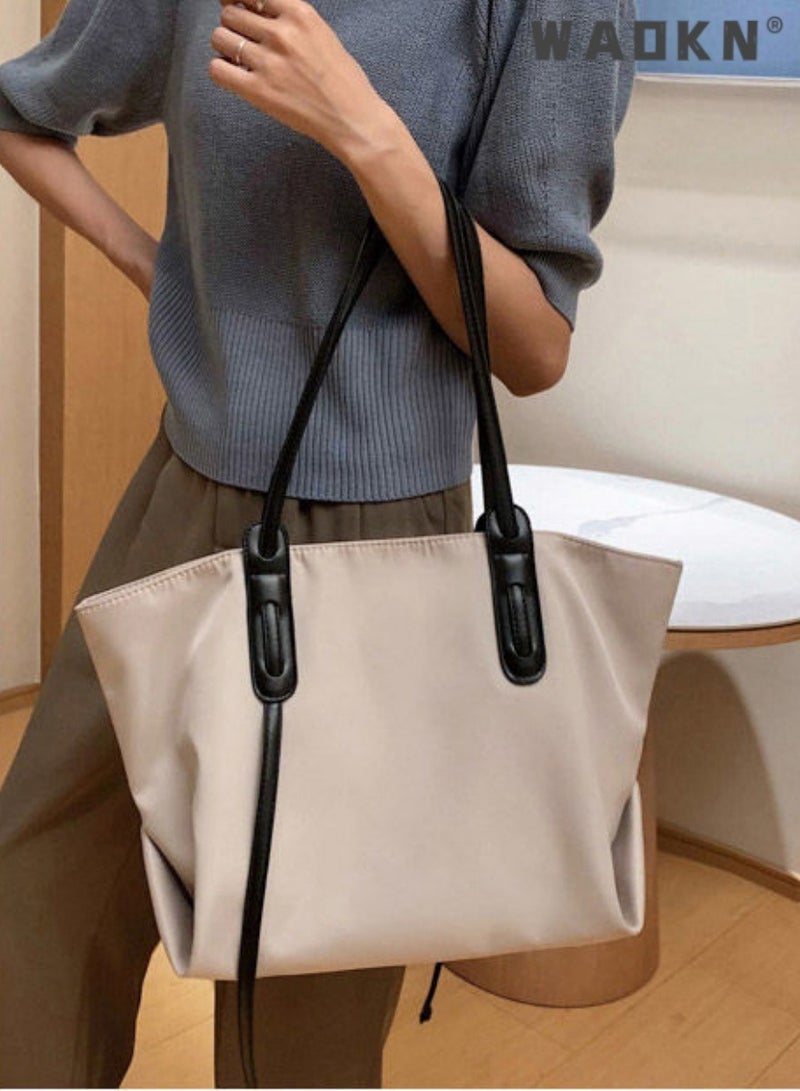 WAOKN Women's Vintage Large Capacity Tote Bag,Ladies Oxford Cloth Shoulder Bag Handbag Clutch Bag,Girls Daily Commute Shopping Bag Side Bag Carry Bag,Fashion Texture Tote Bag,Casual Versatile Work Commuting - Image 3