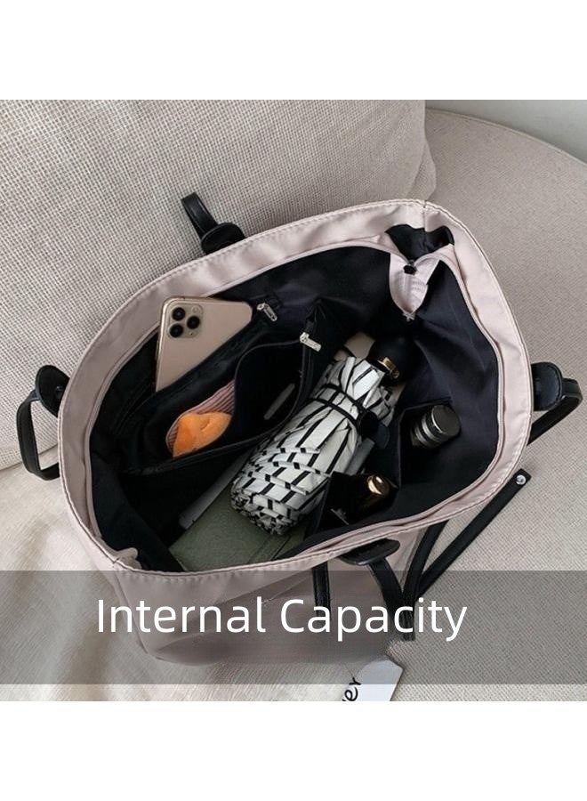 WAOKN Women's Vintage Large Capacity Tote Bag,Ladies Oxford Cloth Shoulder Bag Handbag Clutch Bag,Girls Daily Commute Shopping Bag Side Bag Carry Bag,Fashion Texture Tote Bag,Casual Versatile Work Commuting - Image 5