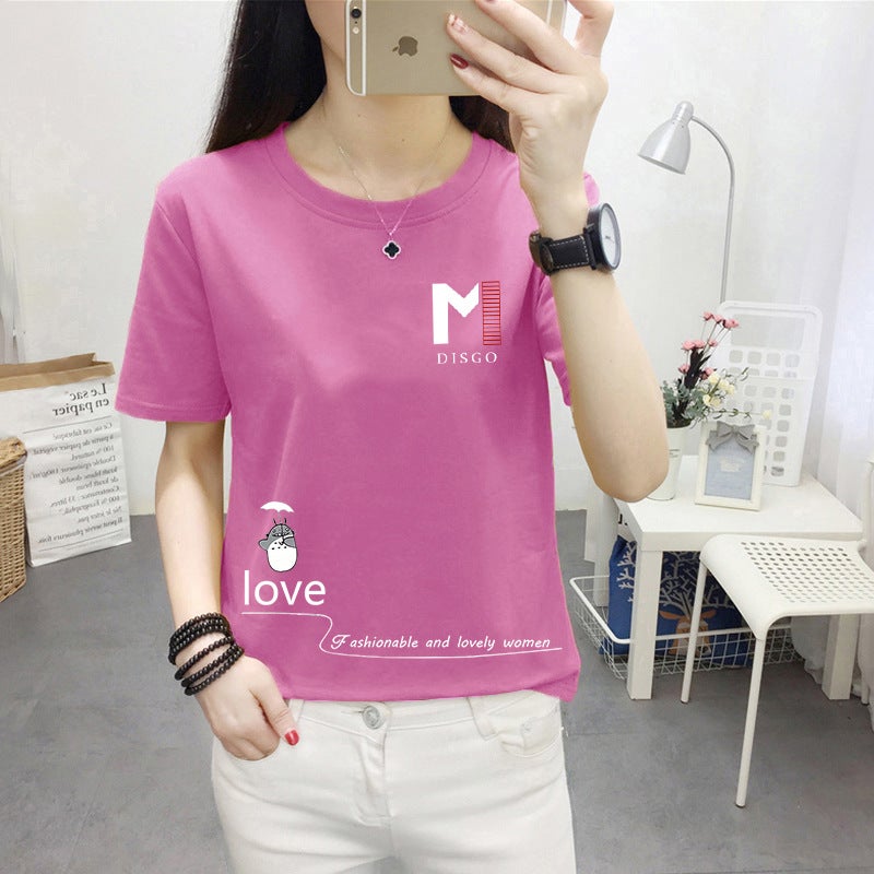 Wholesale Short-Sleeved T-Shirt for Women 2025 Summer New Korean Style Loose Large Size White Half-Sleeved T-Shirt Bottoming Shirt Top - Image 1