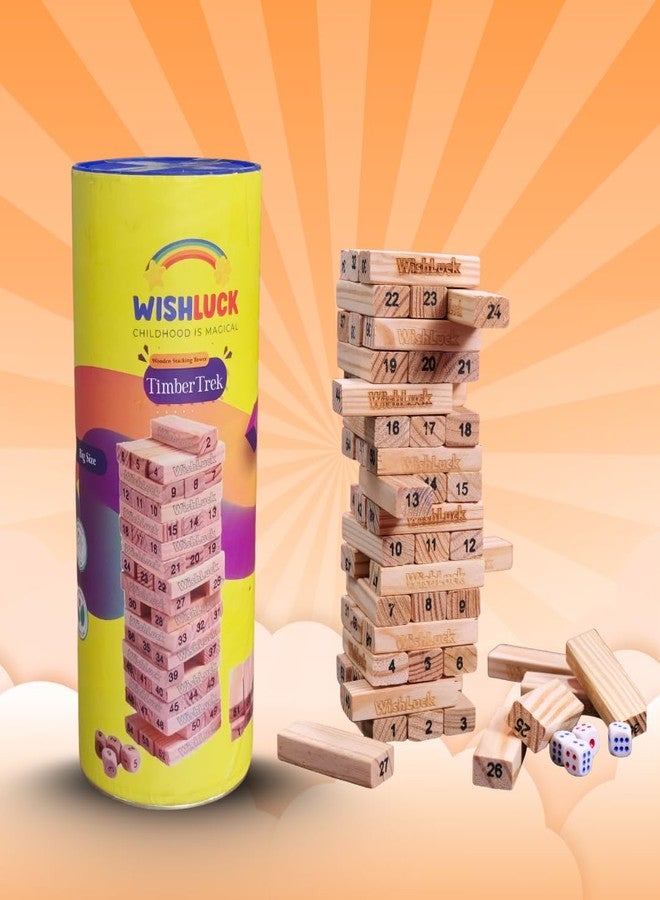 WishLuck Tumbling Stacking Toy for Kids | Classic Wooden Balance & Stacking Game | Educational Toy for Toddlers | Motor Skills & Brain Development | Screen-Free Toy - Image 2