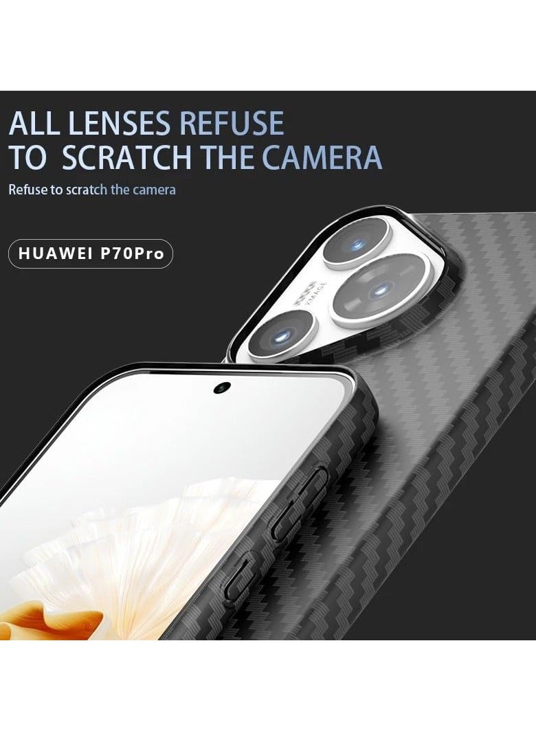 general Case Compatible with Huawei P70 Pro Case, Carbon Fiber PC Case Thin Anti Fingerprint Heat Dissipation Hard Back Cover Shell for Huawei P70 Pro - Image 2