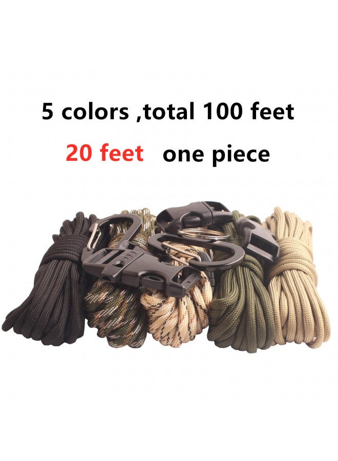 GeGeDa Paracord,Paracord 550 Combo Crafting Kits with 5 Types Buckles,20 Feet Each Paracord Rope (Light Rainbow Set 200feet) (A-Set) - Image 3