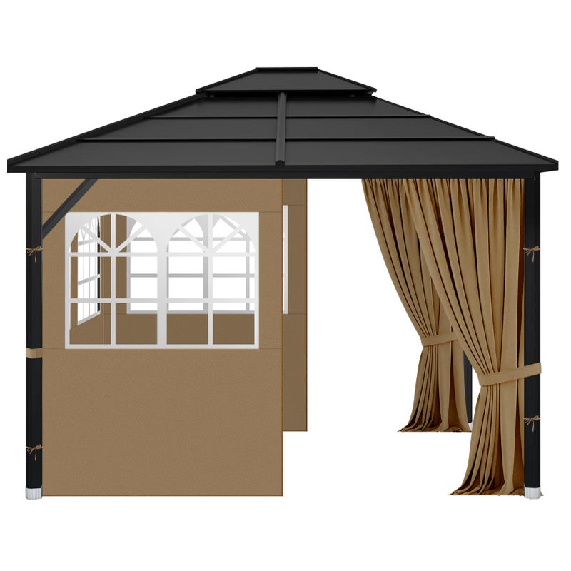aonear Gazebo Privacy Curtains 10' x 12' with PVC Windows, 4-Panels Side Wall with Zipper Universal Replacement for Patio, Outdoor Canopy, Garden and Backyard - Image 5