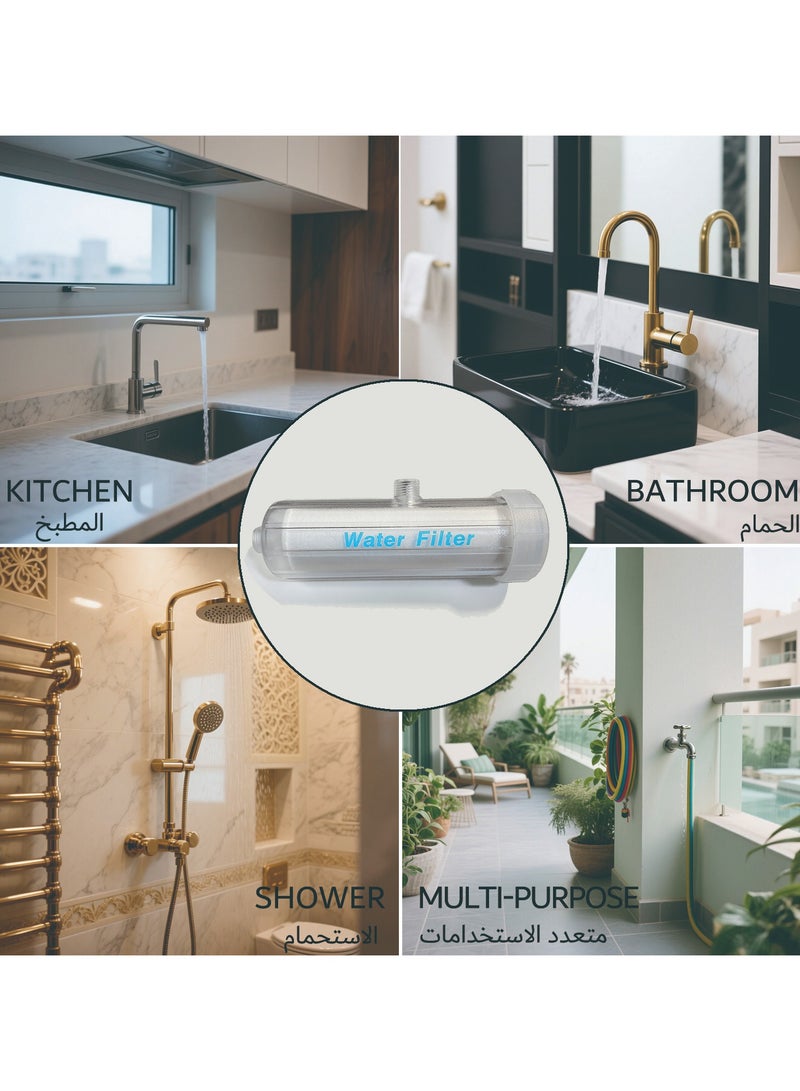 جيوجيو فلتر مياه للاستحمام للمنزل - مركب كربون من البولي بروبيلين وجوز الهند 5 ميكرومتر، يقلل من الكلور والرواسب، فلتر قابل للاستبدال، وصلة سهلة التركيب 1/2 انش (مجموعة فلتر FL-1-PT) - Image 2