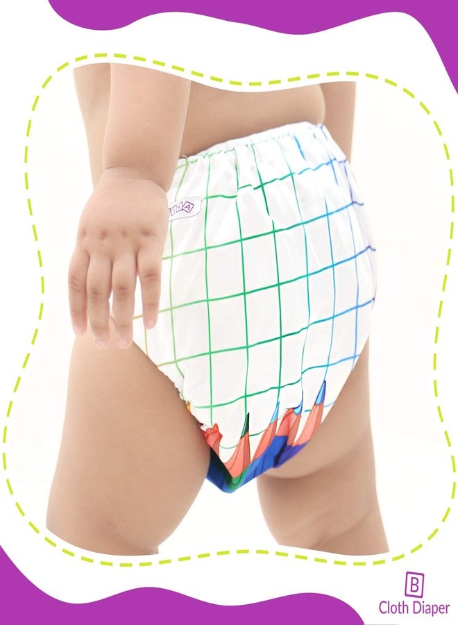 Bembika Baby's Polyester Washable Reusable Adjustable Cloth Diapers Combo (Neo Cat Doodle + Pencil, 0-2 Years) - Image 3