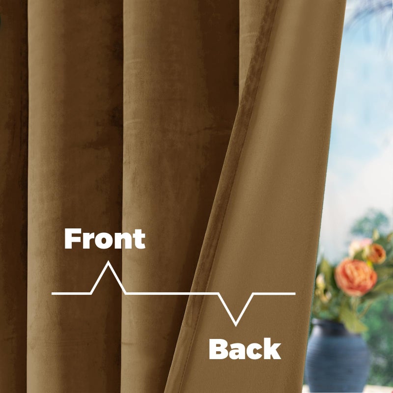 BGment Bronze Brown Velvet Curtains 84 Inch for Bedroom, Thick Thermal Insulated Blackout Curtains Noise Reduce Back Tab and Rod Pocket Window Panels for Living Room, Set of 2 Panels, 52 x 84 Inch - Image 4