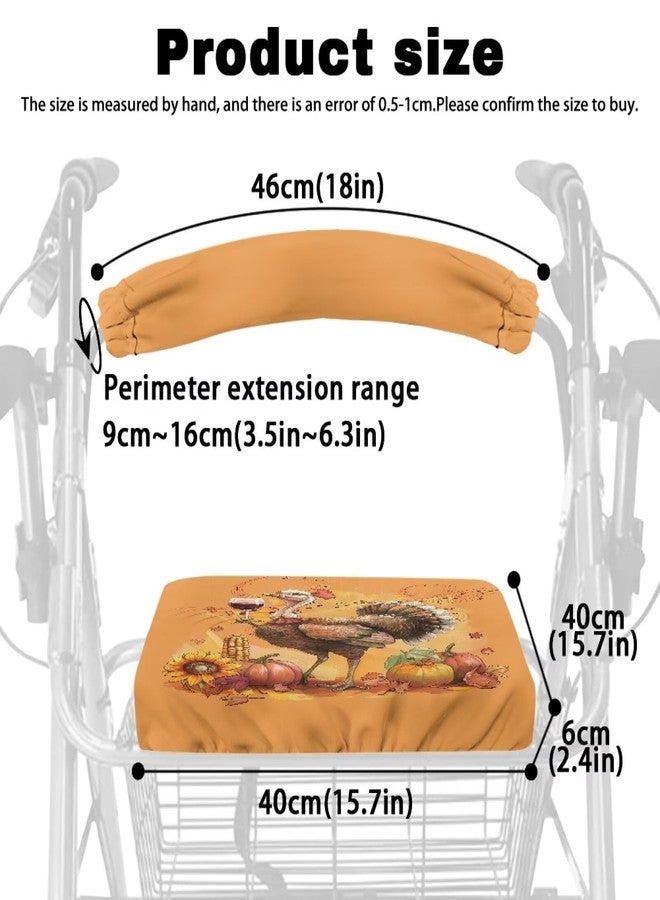Hechitok Turkey Pumpkin Rollator Walker Seat & Backrest Covers - Washable, Universal Fit for Seniors, Soft & Comfortable Covers with Stretchable Design, Walker Accessories - Image 5