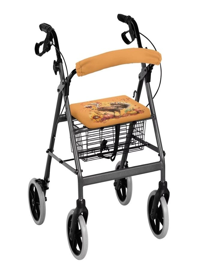 Hechitok Turkey Pumpkin Rollator Walker Seat & Backrest Covers - Washable, Universal Fit for Seniors, Soft & Comfortable Covers with Stretchable Design, Walker Accessories - Image 1