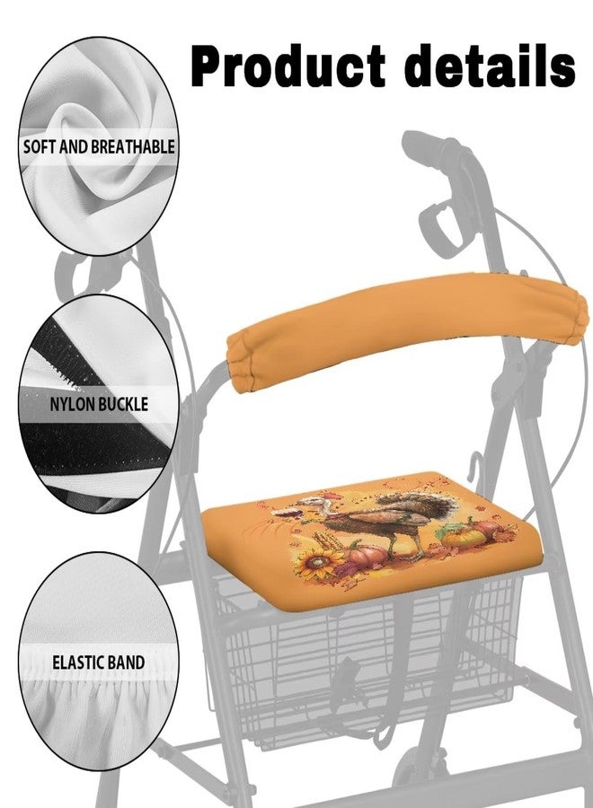 Hechitok Turkey Pumpkin Rollator Walker Seat & Backrest Covers - Washable, Universal Fit for Seniors, Soft & Comfortable Covers with Stretchable Design, Walker Accessories - Image 4