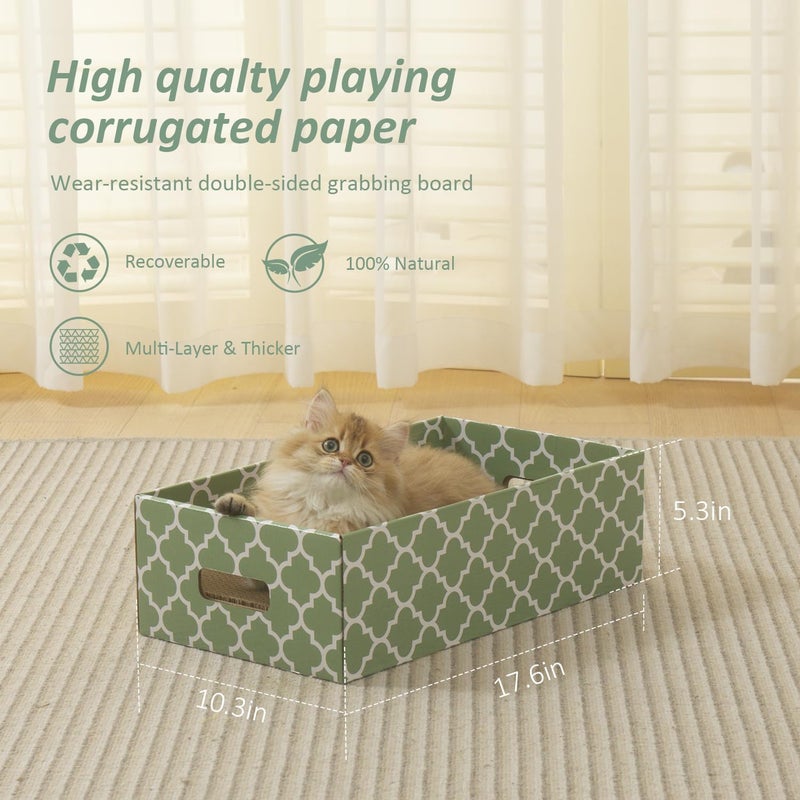 MECOOL Cat Scratching Boardï¼Œ5PC Cat Scratch Pad with Boxï¼ŒReversible Corrugated Cat Scratcher Cardboard and Lounge Bed for Indoor Cats, Catnip - Image 3