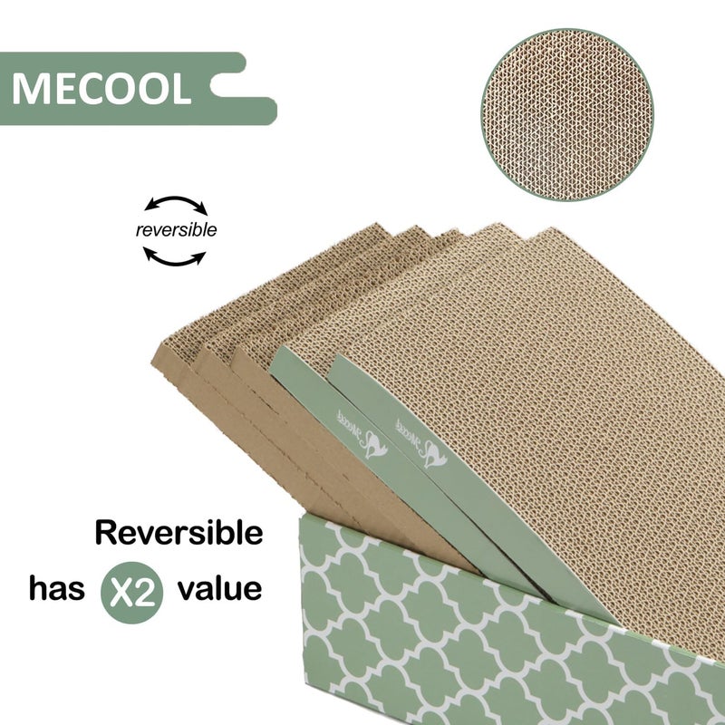 MECOOL Cat Scratching Boardï¼Œ5PC Cat Scratch Pad with Boxï¼ŒReversible Corrugated Cat Scratcher Cardboard and Lounge Bed for Indoor Cats, Catnip - Image 4