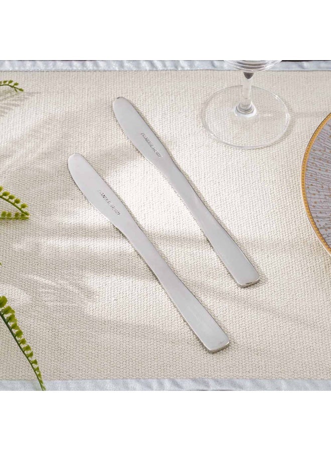 Danube Home Dune 2-Piece Dinner Knife Set Silver Elegant And Durable Perfect For Formal Or Everyday Dining Stainless Steel Blades With Stylish Handle Ideal For Home Or Restaurant Use 22X2.2 Cm - Image 2