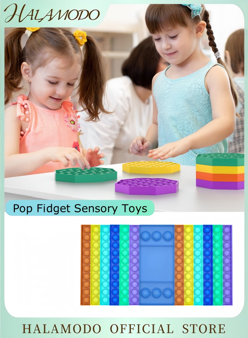 HALAMODO Pop Fidget Sensory Toys Set Autism Special Needs Stress Relief Silicone Pressure Relieving Toys Durable & Washable Soft Silicone Squeeze Fidget Toy for Kids Children Adults  - Image 1