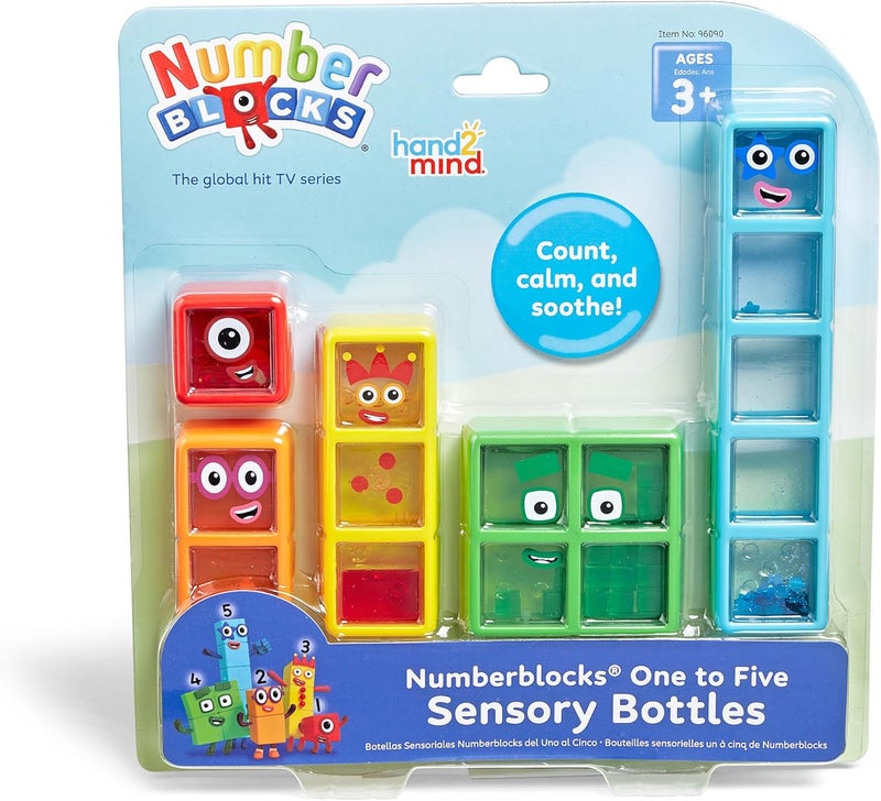 hand2mind hand2mind Numberblocks One to Five Sensory Bottles Numbers for Toddlers Counting Toys Calming Sensory Toys Calm Down Corner Supplies Social Emotional Learning Easter Basket Stuffers for Kids - Image 1