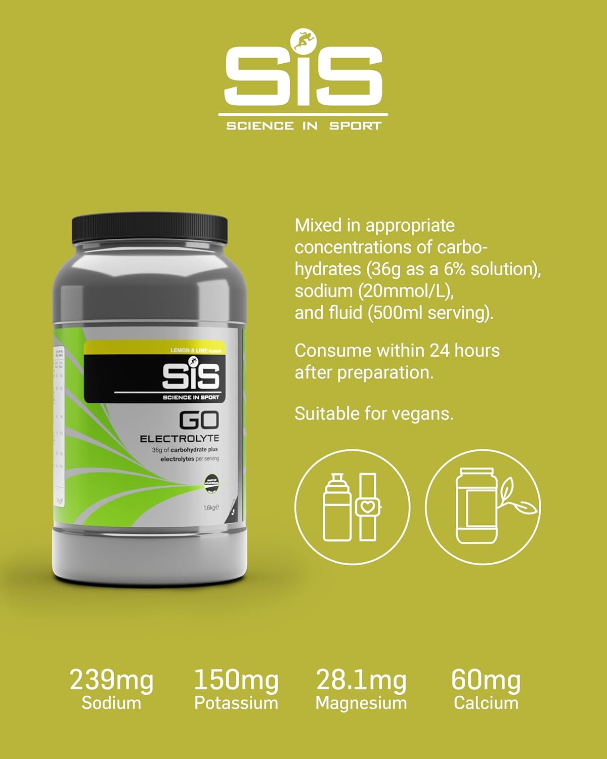Go Electrolyte Powder | 200Mg Sodium | 36G Carbohydrates | Hydration | Energy | Easily Digestible | Lemon & Lime Flavour | 40 Servings | 1.6Kg