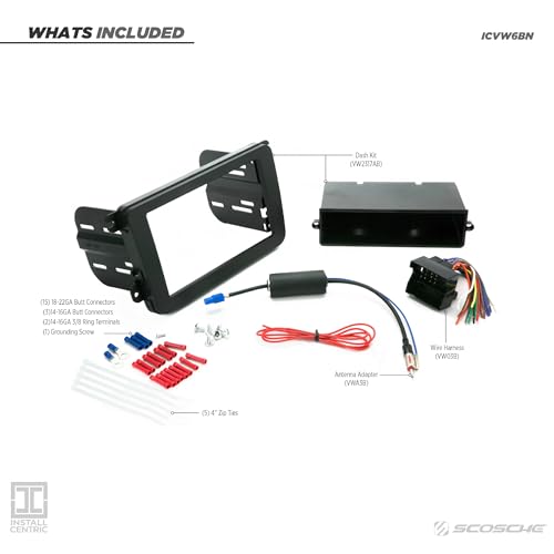 Scosche ICVW6BN Double DIN Radio Install Dash Kit Compatible with Select 2002-15 Non-Factory Amplified Volkswagen Vehicles - Complete Car Stereo Installation Kit - See Vehicle Fit Guide in Images - Image 2