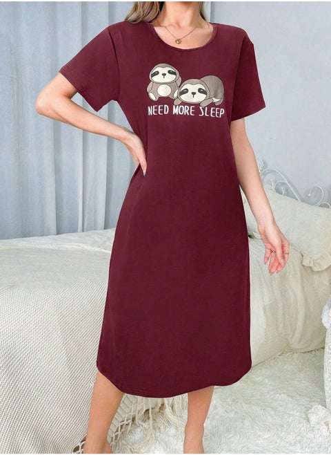 Mesery Sleepshirt Cotton Short Sleeves Printed