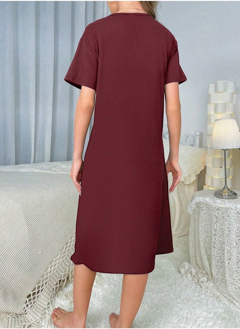 Mesery Mesery Sleepshirt Cotton Short Sleeves Printed  - Image 4