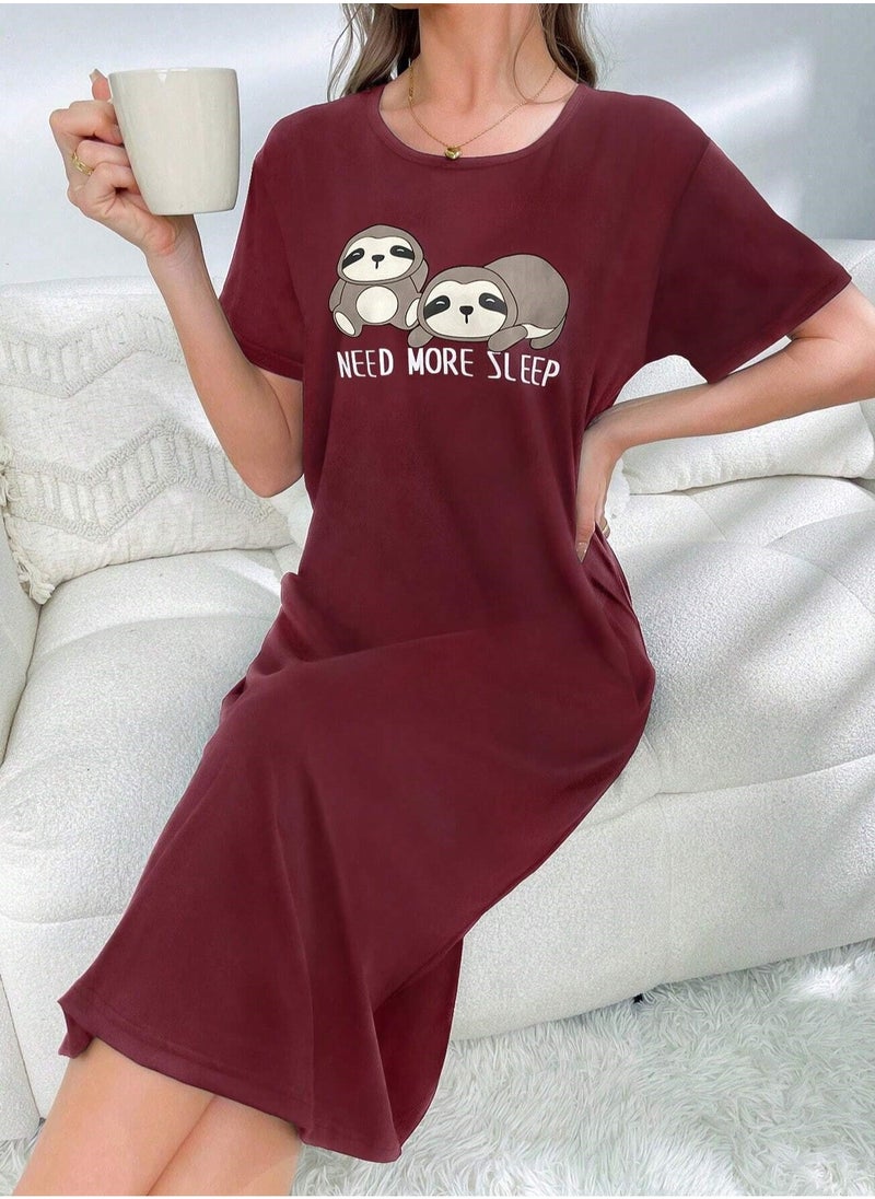 Mesery Sleepshirt Cotton Short Sleeves Printed