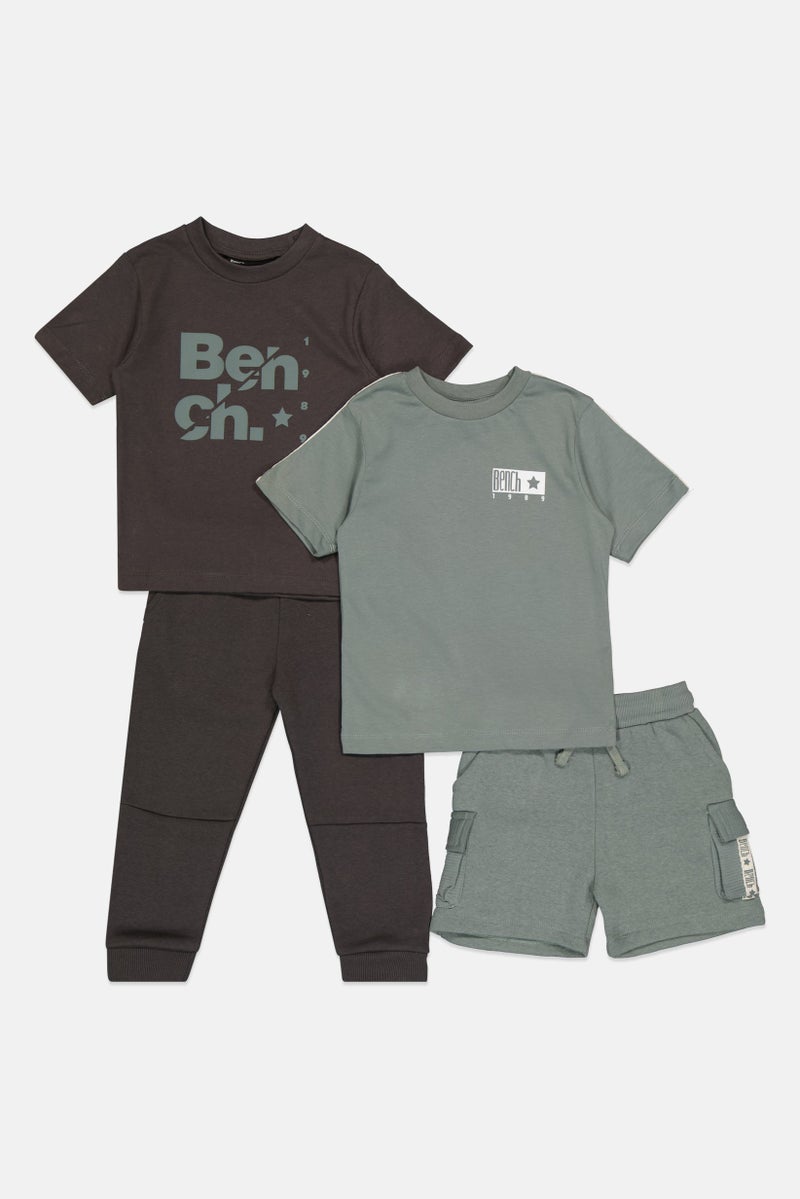 Bench Toddlers Boy 4 Pieces Short Sleeve Graphic Print Tops And Bottom Set, Multicolor - Image 1