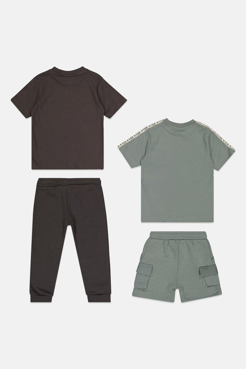 Bench Toddlers Boy 4 Pieces Short Sleeve Graphic Print Tops And Bottom Set, Multicolor - Image 3