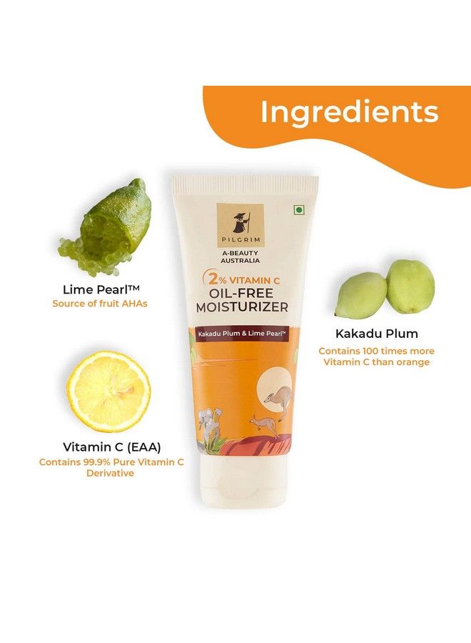 PILGRIM Australian 2% Vitamin C Oil Free Moisturizer For Oily & Acne Prone Skin With Kakadu Plum & Lime Pearl™ ; Vitamin C Moisturizer For Face ; Moisturiser For Dry Skin ; Women & Men ; 50 Gm  - Image 5