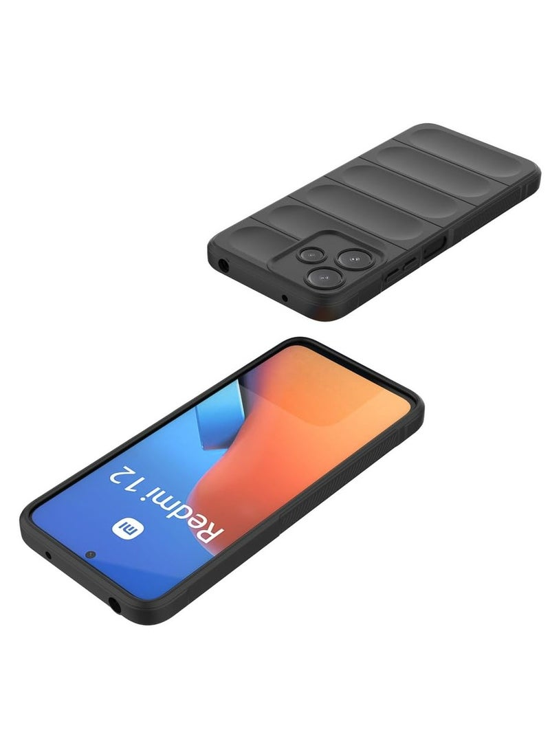 Redmi 12 5G Case Cover, Heavy Duty 3D Striped Pattern Sensory Soft Silicone Full Portection Shockproof Phone Case For Redmi 12 5G Black - Image 4