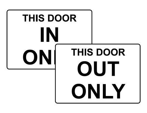 ComplianceSigns.com This Door in Only/This Door Out Only Label Decal Set, 7x5 in. Vinyl for Enter/Exit - Image 1