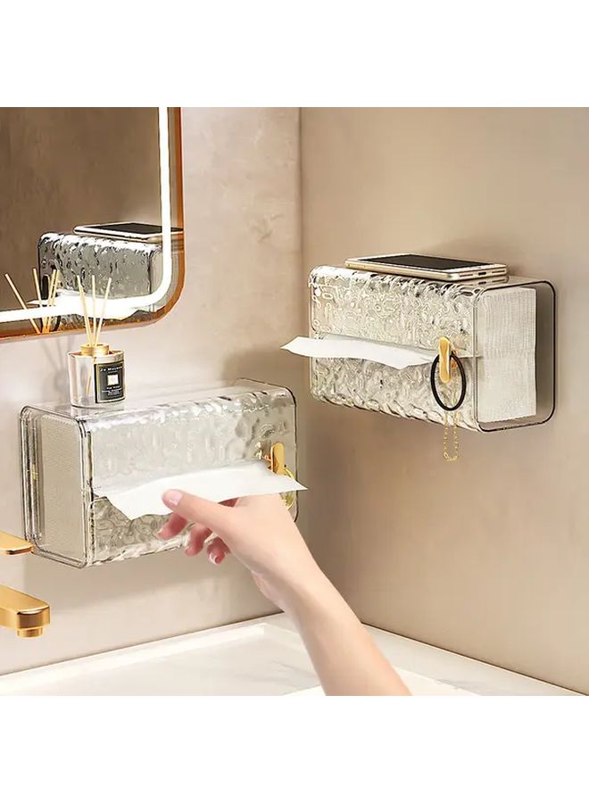 Transparent Green Light Luxury Glacier Pattern Paper Towel Box Wall Mounted Dispenser Household Kitchen Napkin Holder Face Washcloth Storage - Image 1