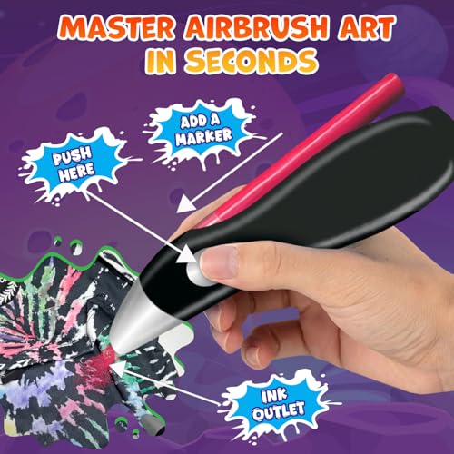 Splat Planet Electric Airbrush Pen, Cordless Rechargeable Electric Airbrush Sprayer, Water Colour Spray Pen, Airbrush Marker Set 12 Colors, Washable Watercolour Paints Pens Art & Crafts Gift for Painting & Drawing - Image 3