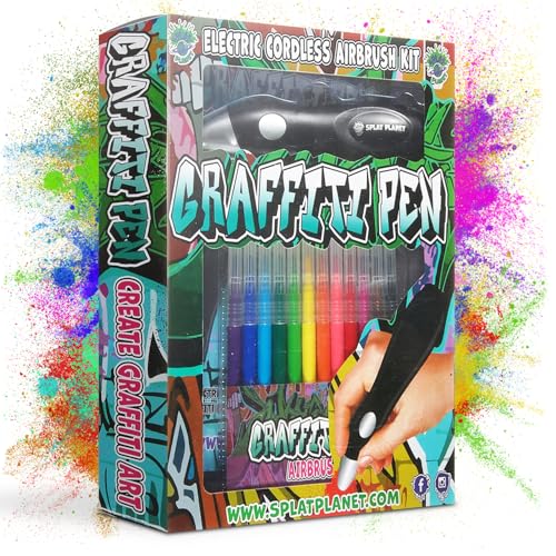 Splat Planet Electric Airbrush Pen, Cordless Rechargeable Electric Airbrush Sprayer, Water Colour Spray Pen, Airbrush Marker Set 12 Colors, Washable Watercolour Paints Pens Art & Crafts Gift for Painting & Drawing - Image 5