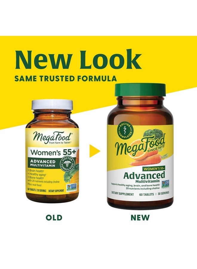 MegaFood Women's 55+ Advanced Multivitamin for Women - Doctor-Formulated with Choline, Vitamin D3, Vitamin B12, Biotin - Plus Real Food - Optimal Aging, Vegetarian - 120 Tabs (60 Servings) - Image 2