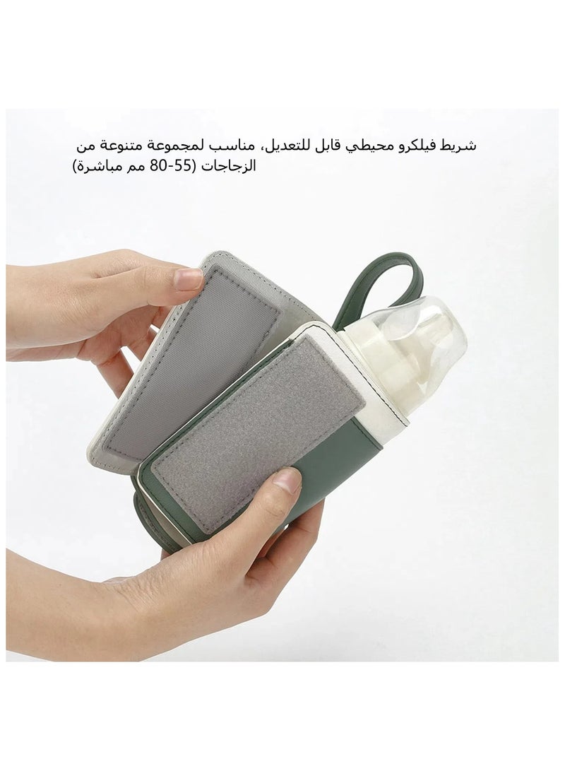 Three-speed Heated Baby Bottle Bag USB Car Portable PU Thermostatic Cup Sleeve Warmer Bag - Image 4