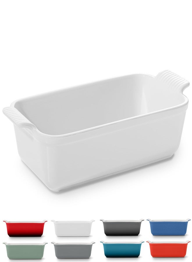 ROSSALLINI Signature Stoneware Loaf Pan | Non-Stick for Perfect Baking and Bread Making | 1lb Loaf Pan [Glossy White] - Image 1