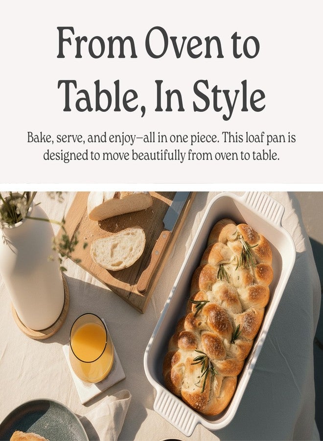 ROSSALLINI Signature Stoneware Loaf Pan | Non-Stick for Perfect Baking and Bread Making | 1lb Loaf Pan [Glossy White] - Image 2