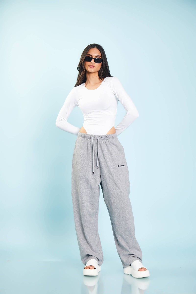 Bonkers Corner Grey Melange Loose Fit Joggers for Women's - Image 1