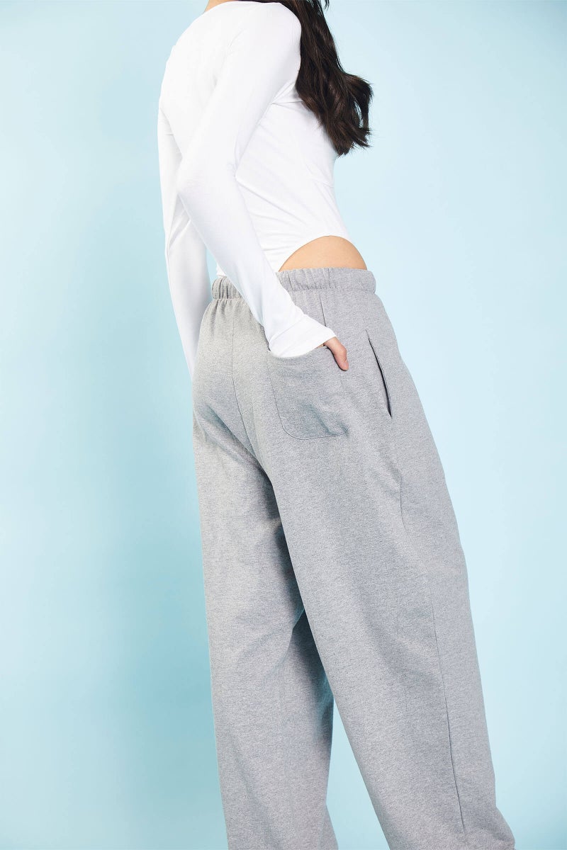 Bonkers Corner Grey Melange Loose Fit Joggers for Women's - Image 5