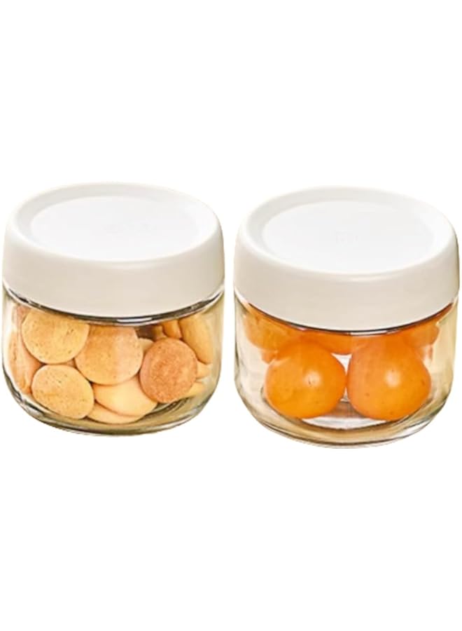 ياوكورال عبوة من 2 برطمانات طعام زجاجية سعة 10 أونصة مع أغطية لولبية، حاوية شوفان مانعة للتسرب طوال الليل، حاوية زجاجية صغيرة محكمة الغلق لتخزين الطعام، صلصة الغمس، الوجبات الخفيفة، التوابل (أبيض شفاف) - Image 1